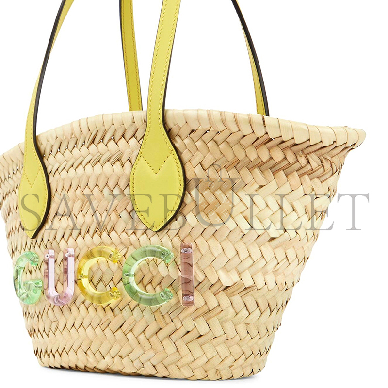 G*u*i mini straw tote with G*u*i logo 782381 (20.5*19.5*13cm)